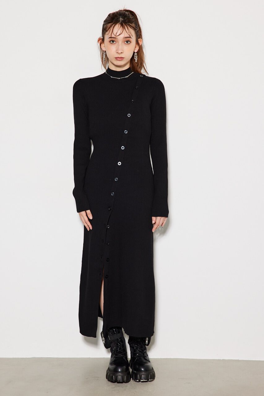 rienda「フロントボタンスリット Knit OP」|ワンピース|