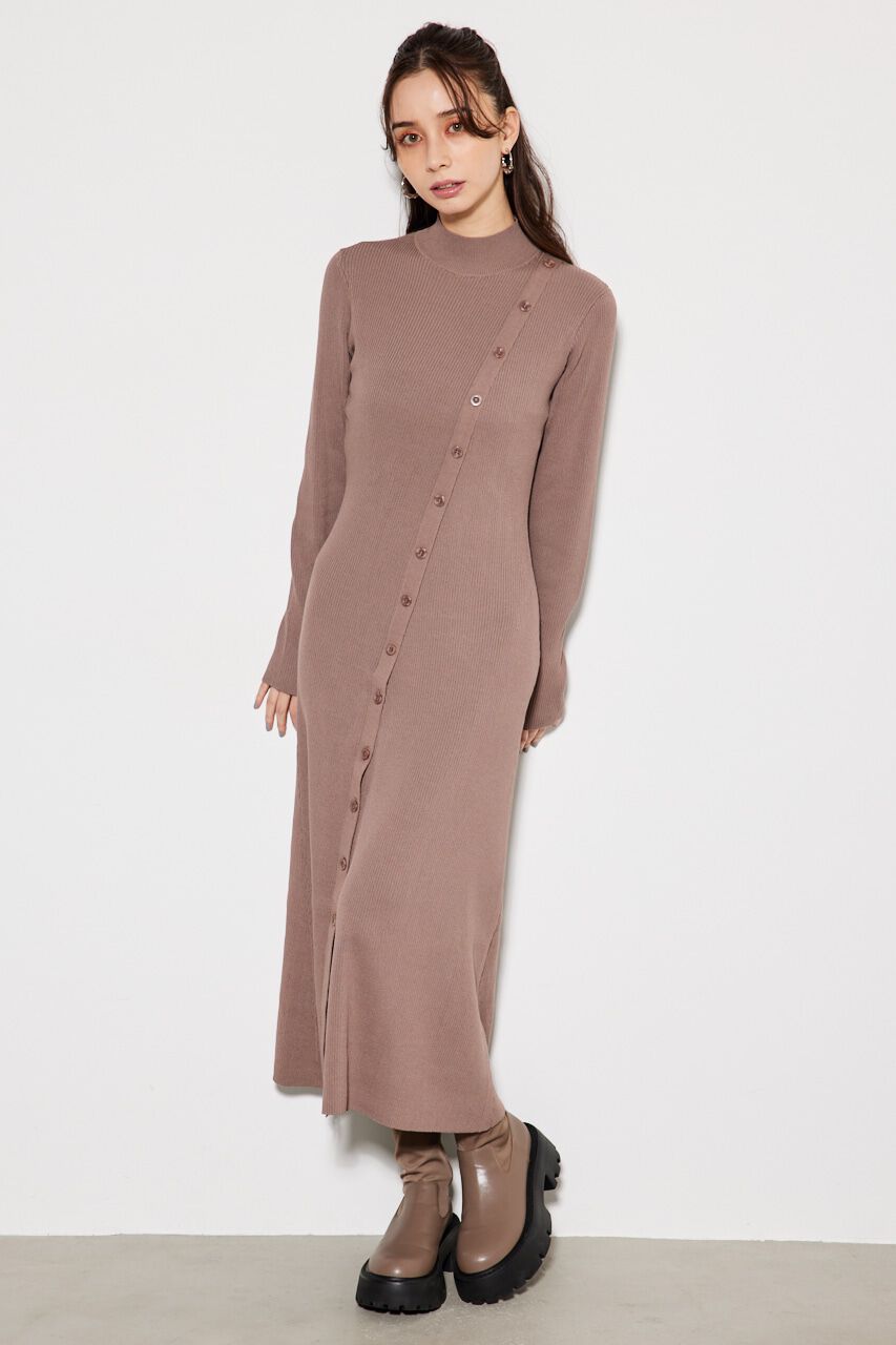 rienda「フロントボタンスリット Knit OP」|ワンピース|