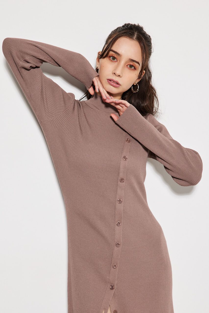 rienda「フロントボタンスリット Knit OP」|ワンピース|