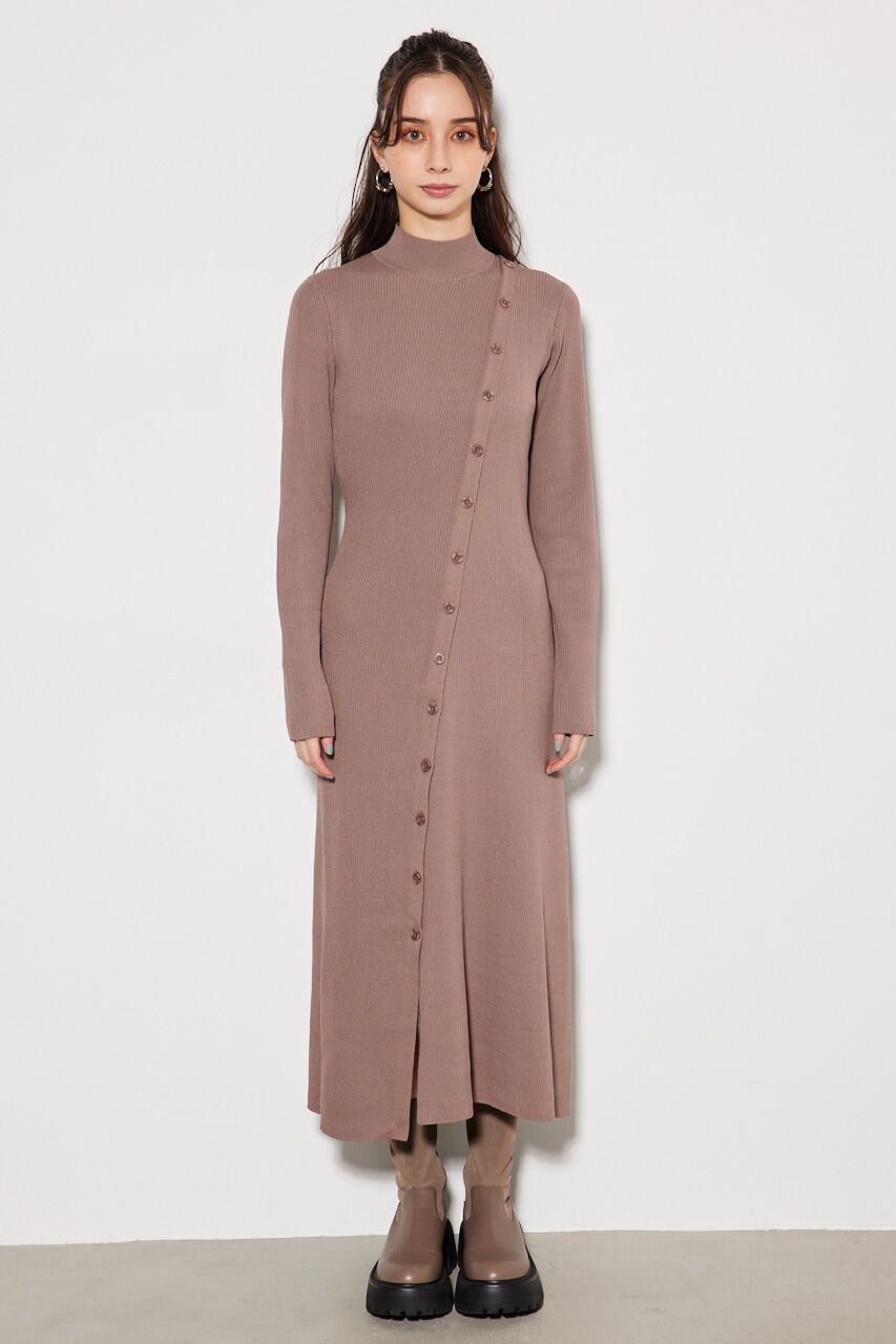 rienda「フロントボタンスリット Knit OP」|ワンピース|