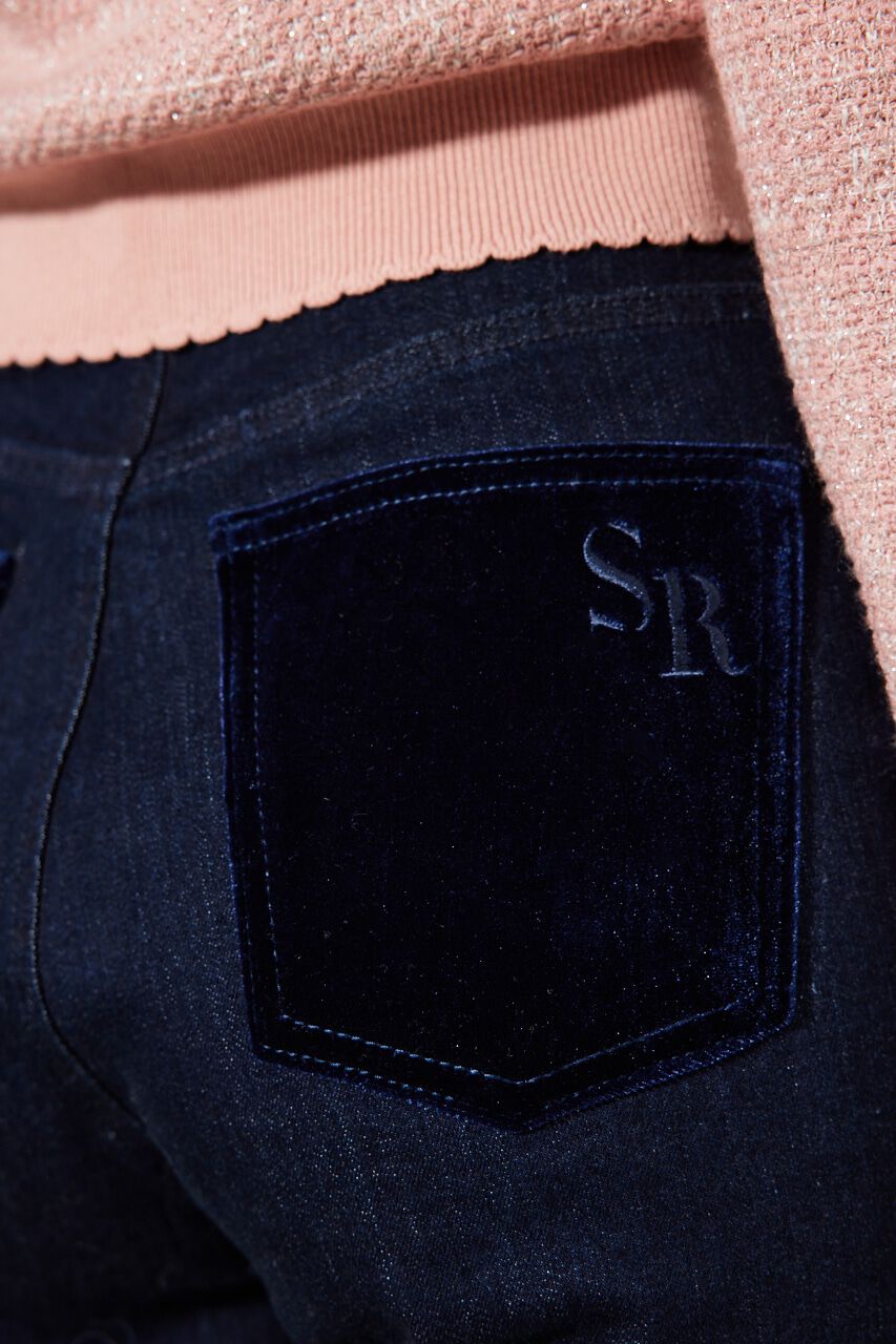 rienda「ベロアPKTテーパードDENIM PT」|デニム|