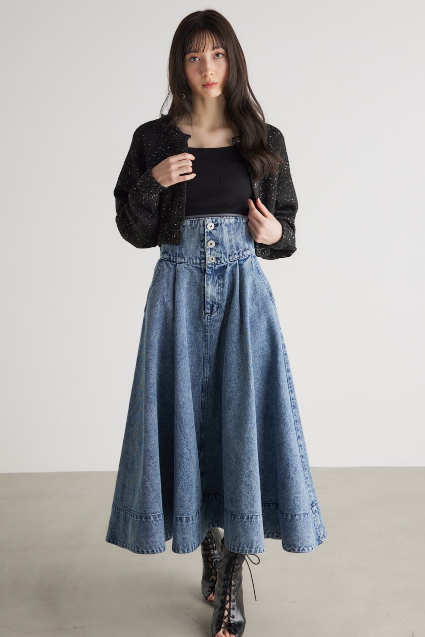 rienda「スパンコールKnit CD」|カーディガン|