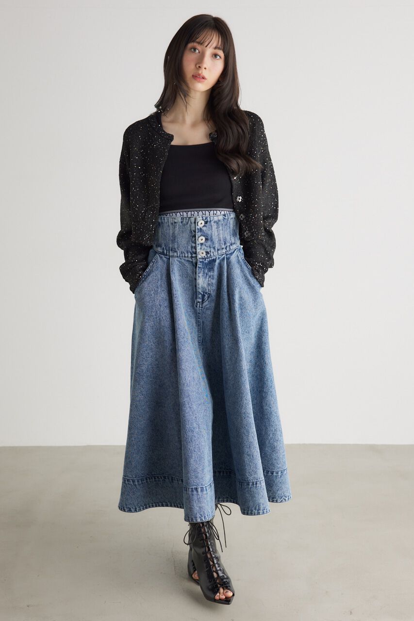 rienda「スパンコールKnit CD」|カーディガン|