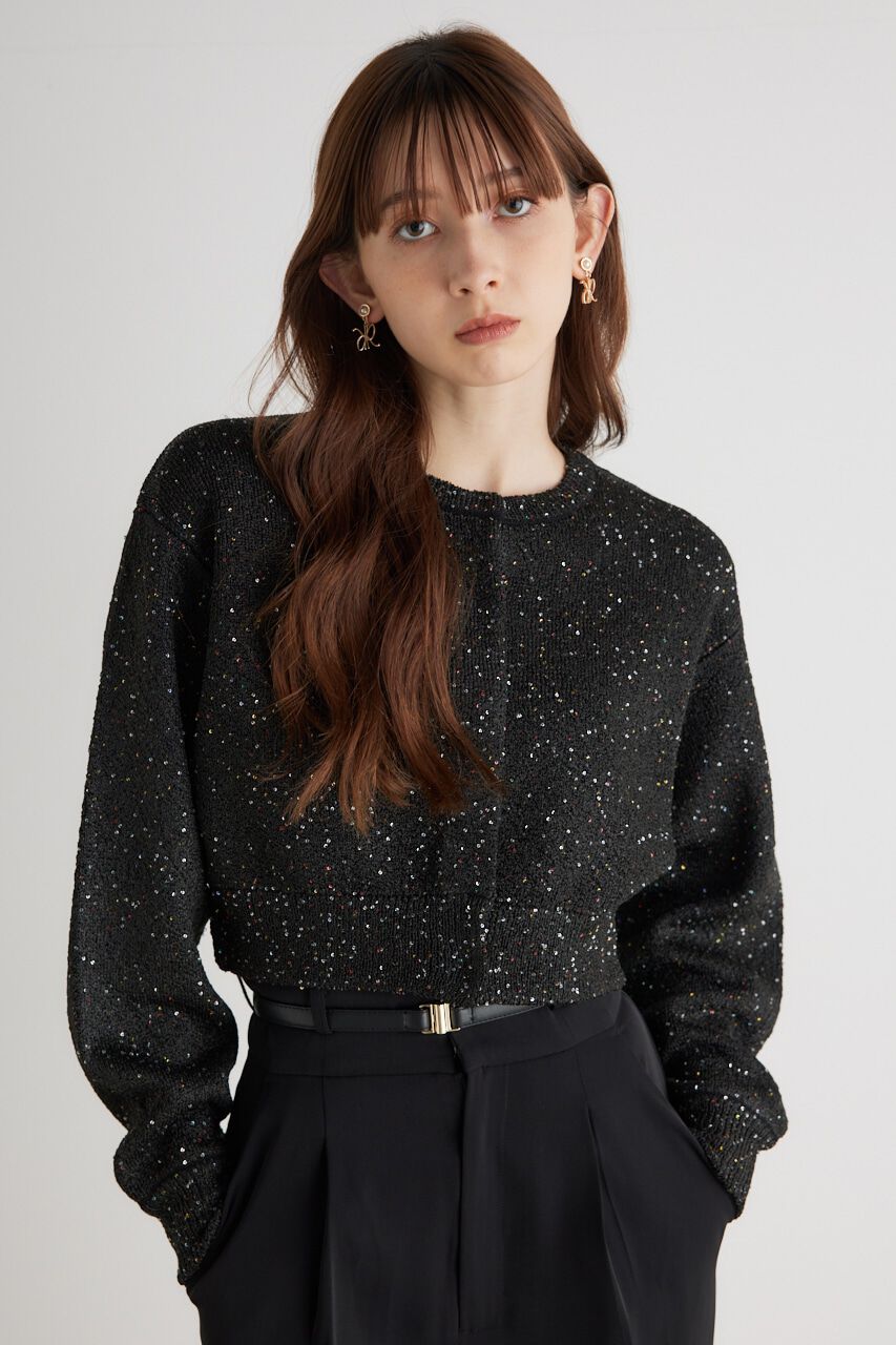 rienda「スパンコールKnit CD」|カーディガン|