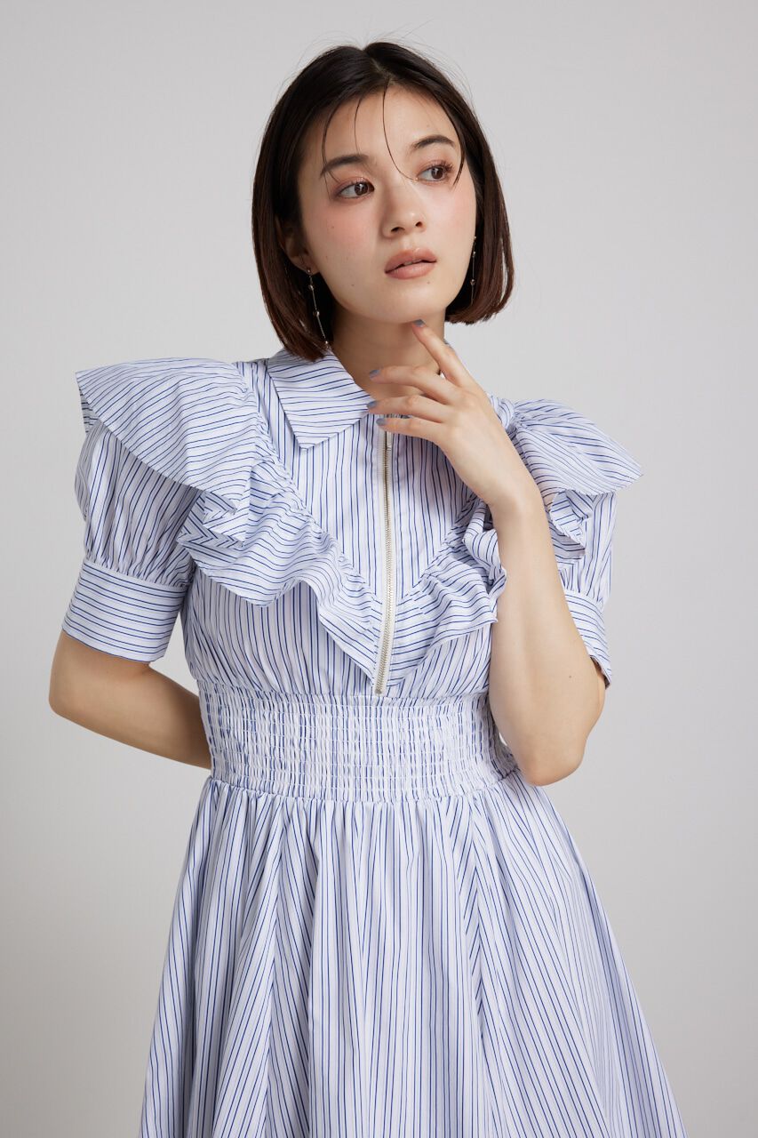 rienda「フロントZIPハーフスリーブSHミニOP」|ワンピース|