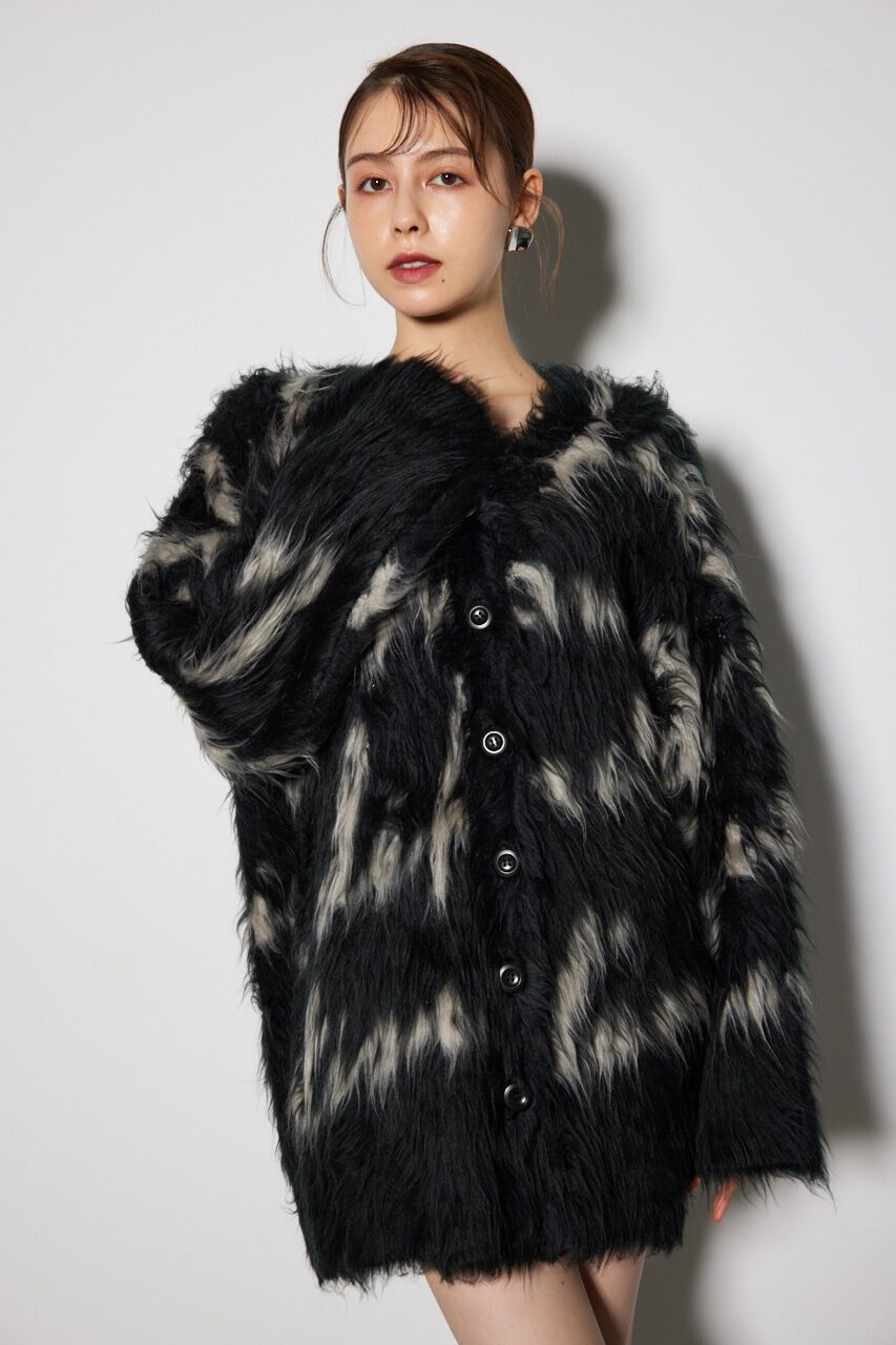 rienda「2WAYロングシャギールーズジャガードニットカーデ」|カーディガン|