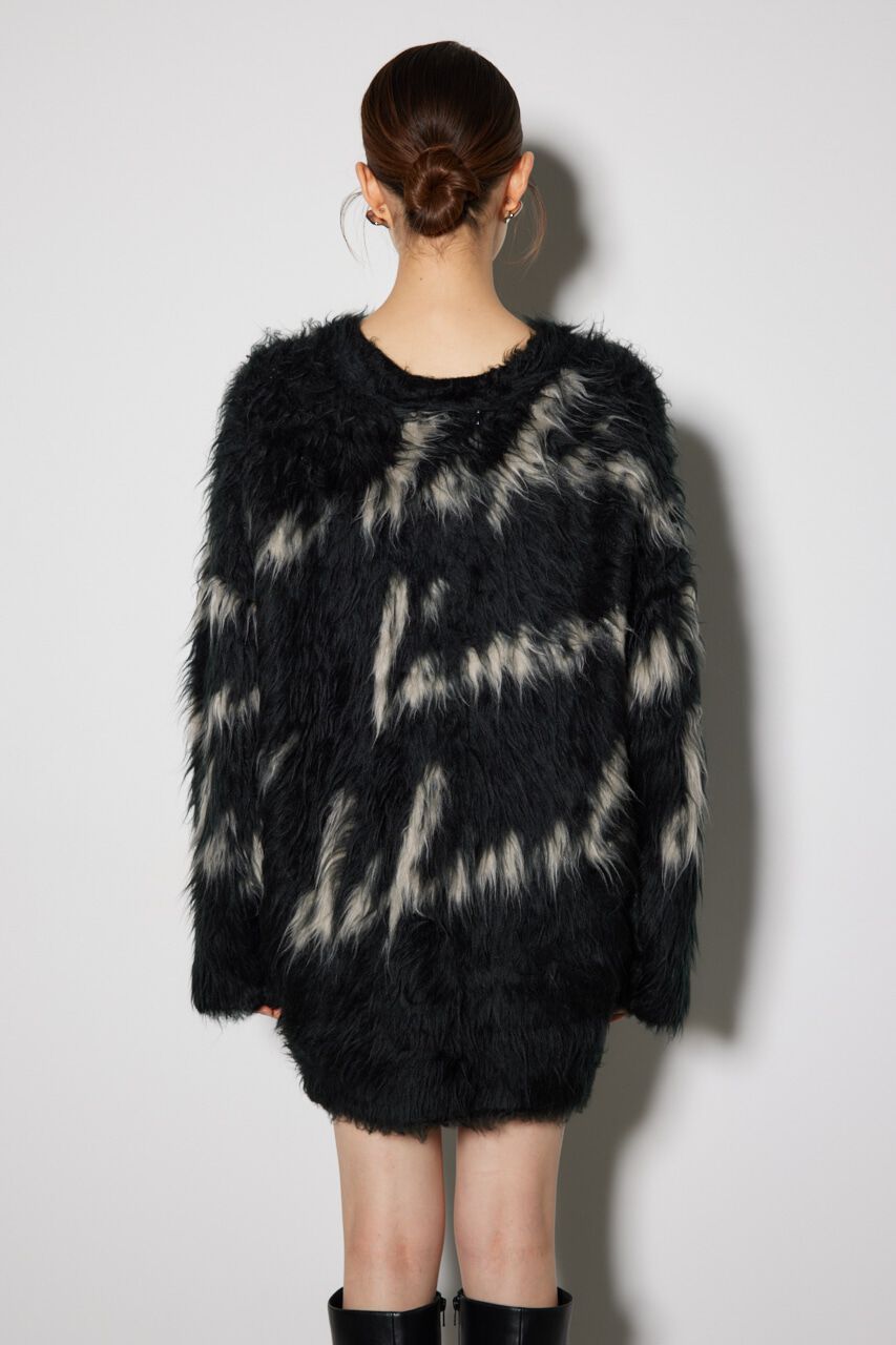 rienda「2WAYロングシャギールーズジャガードニットカーデ」|カーディガン|