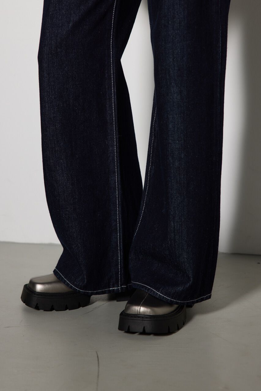 rienda「スリムタックワイドデニムパンツ」|デニム|