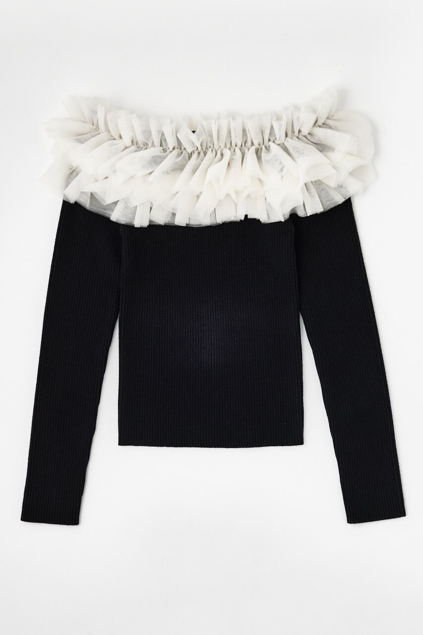 rienda「チュールフリルオフショルニットトップス」|ニット・セーター|