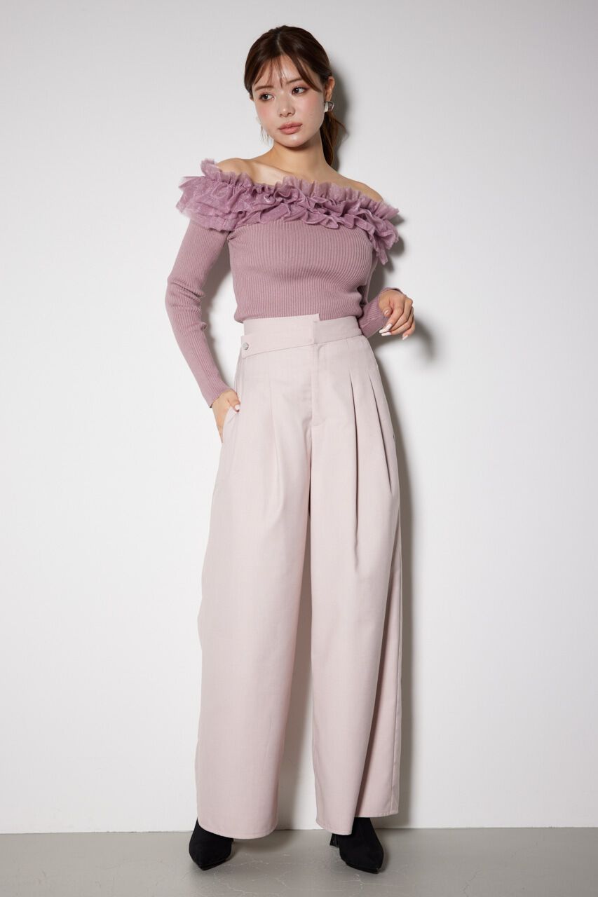 rienda「チュールフリルオフショルニットトップス」|ニット・セーター|