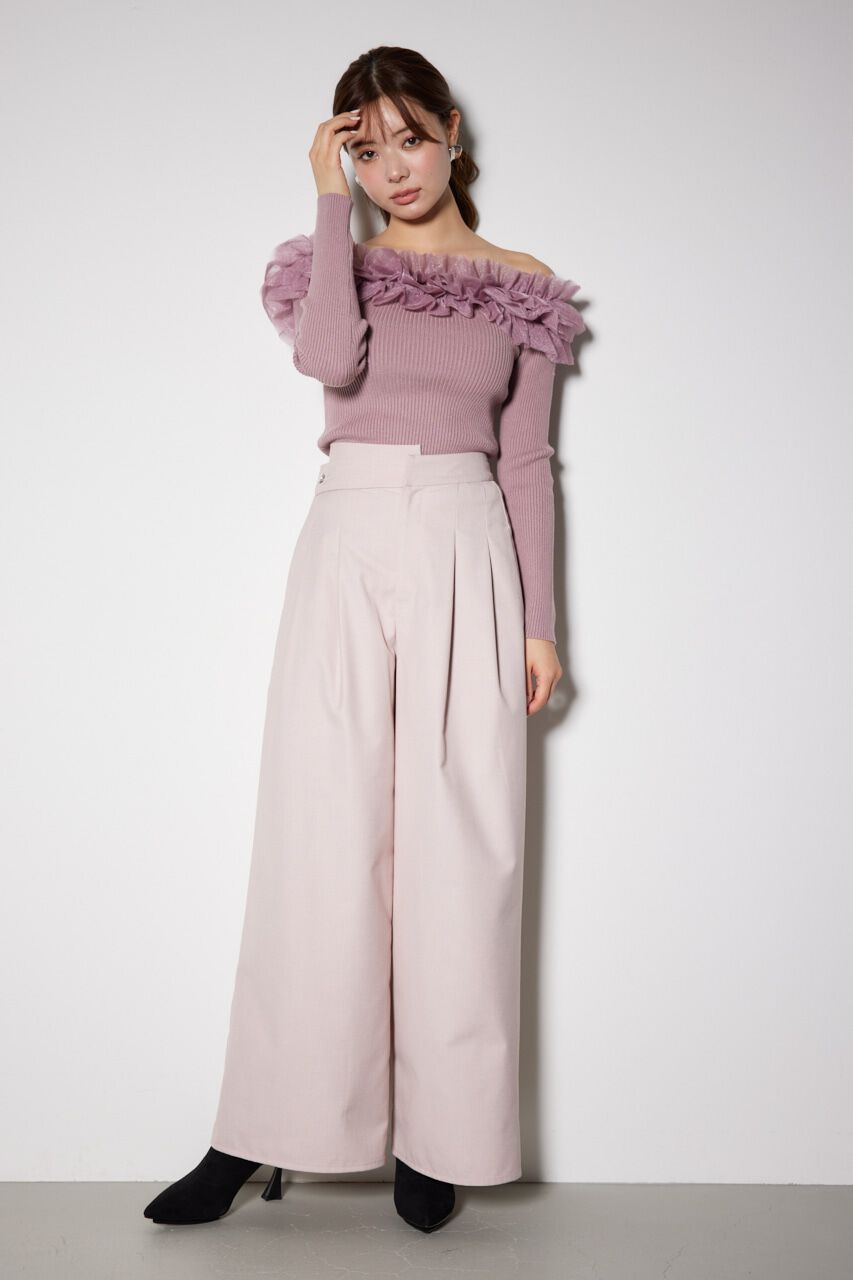 rienda「チュールフリルオフショルニットトップス」|ニット・セーター|