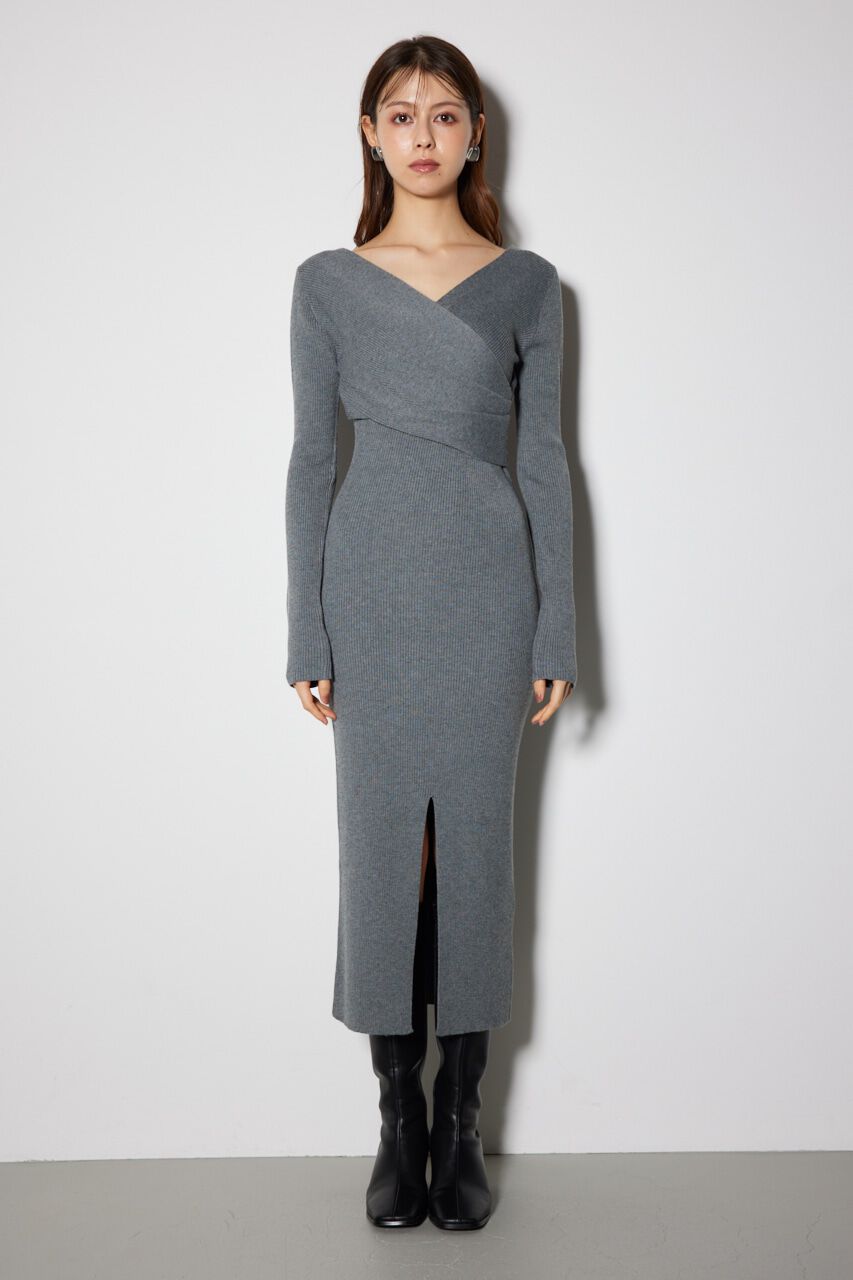 rienda「カシュクールウォッシャブルニットワンピース」|ワンピース|
