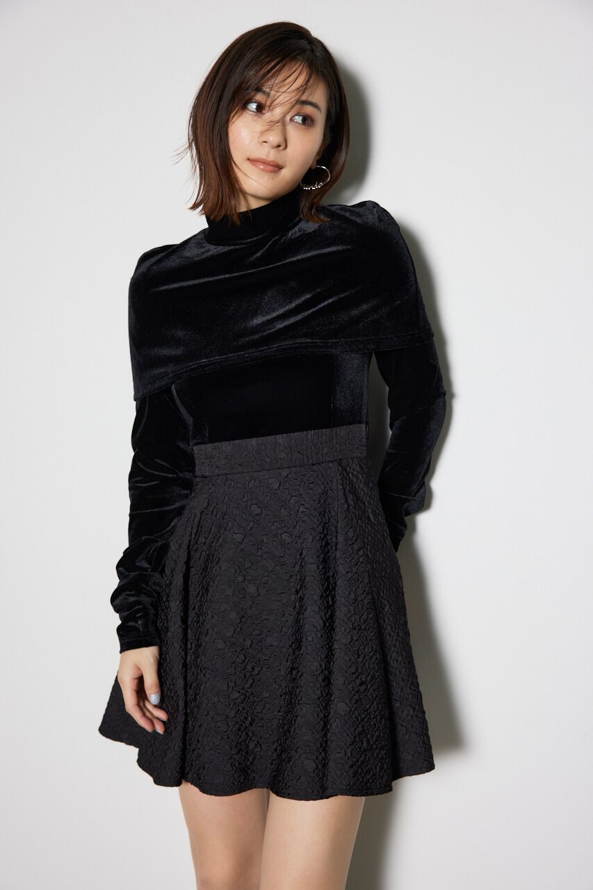 rienda「2WAYベロアフレアミニワンピース」|ワンピース|BLK
