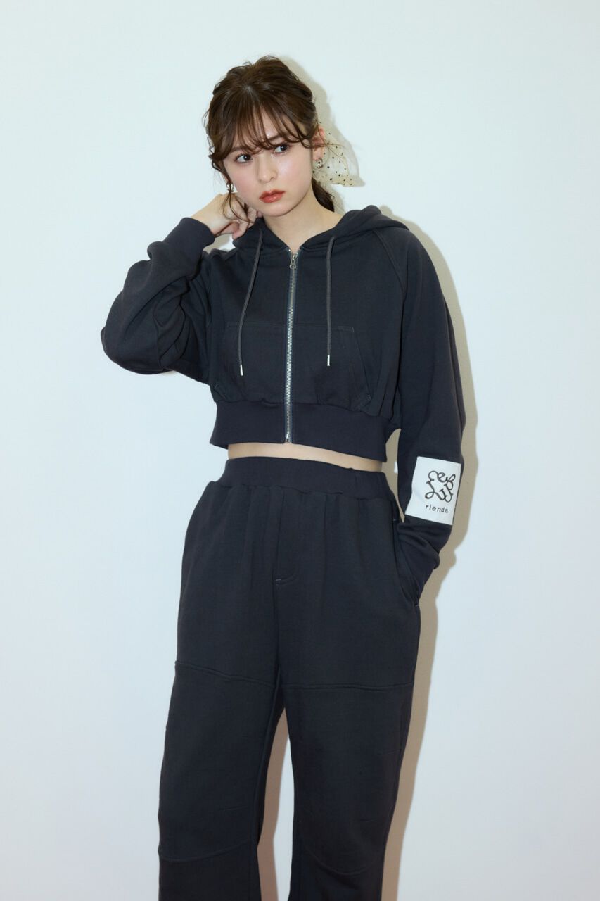 rienda「Rパッチ付きレディーススウェットトップス」|パーカー|L/BLK1