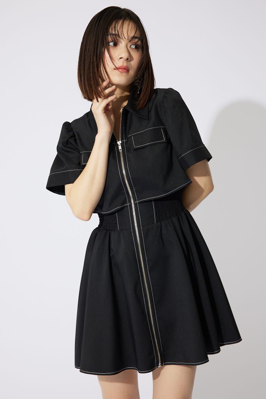 rienda「バストフレアミニワンピース」|ワンピース|BLK