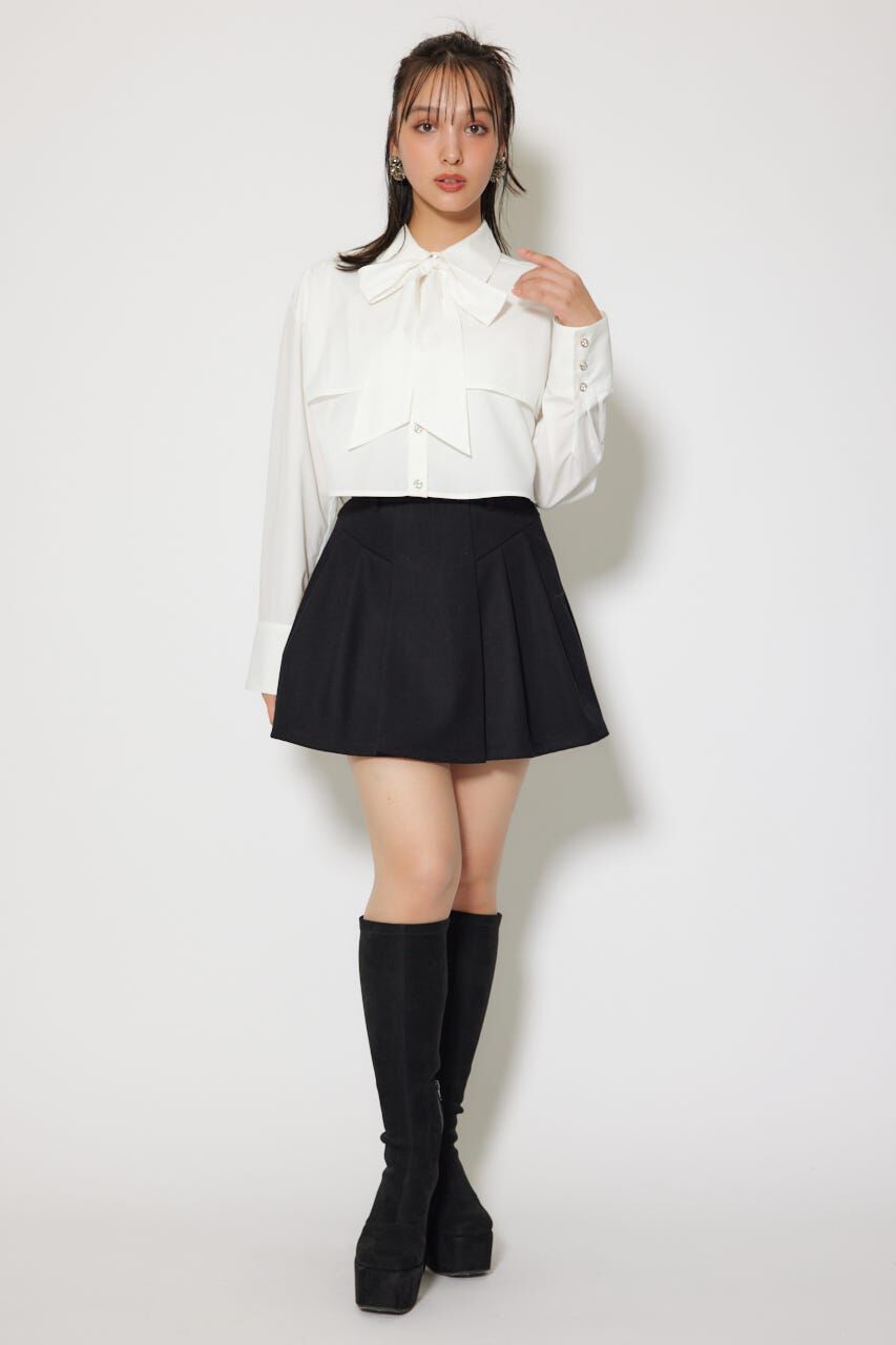 rienda「ビジューボタンボウタイシャツトップス」|シャツ・ブラウス|