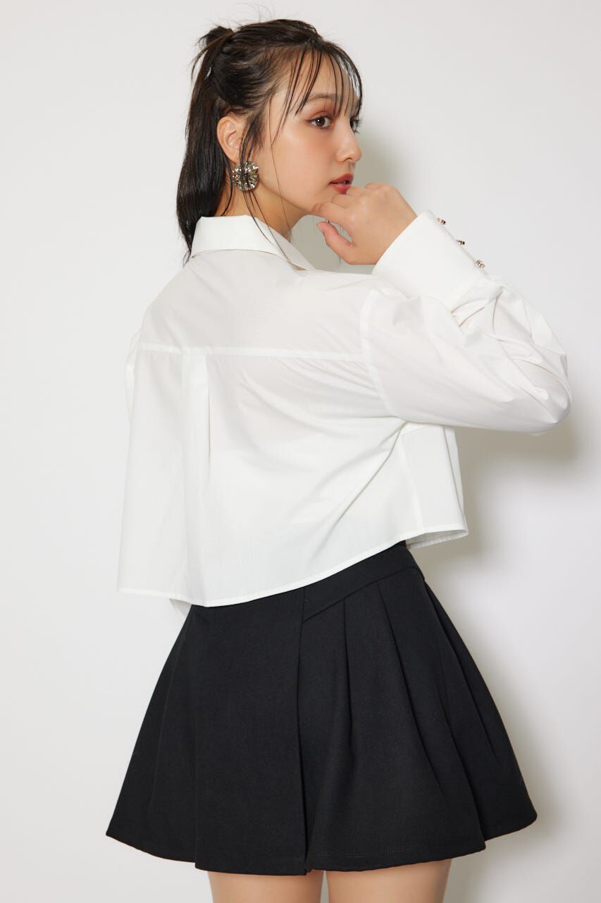 rienda「ビジューボタンボウタイシャツトップス」|シャツ・ブラウス|