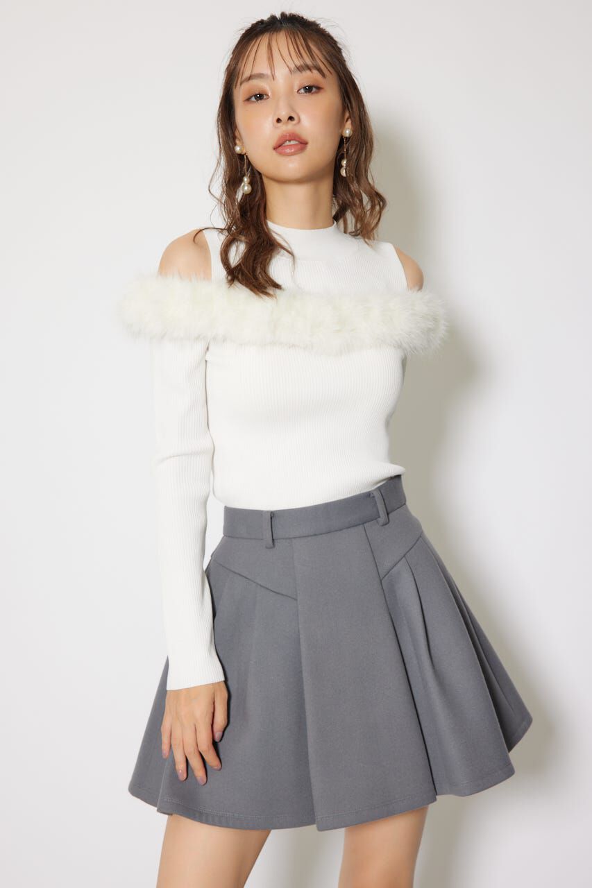 rienda「ショルダーオープンフェイクファーニットトップス」|ニット・セーター|