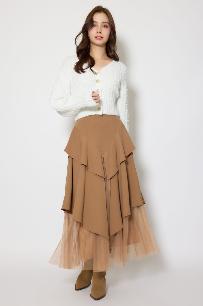 rienda「チュールレイヤードラッフルジャストウエストスカート」|スカート|