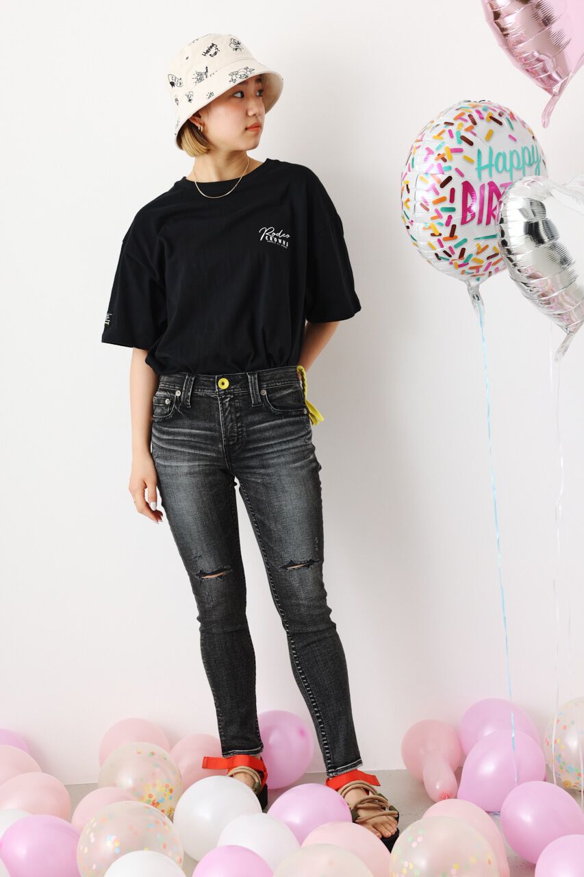 RODEO CROWNS「R&K TYPE2 CRASH スキニー」|デニム|BLK