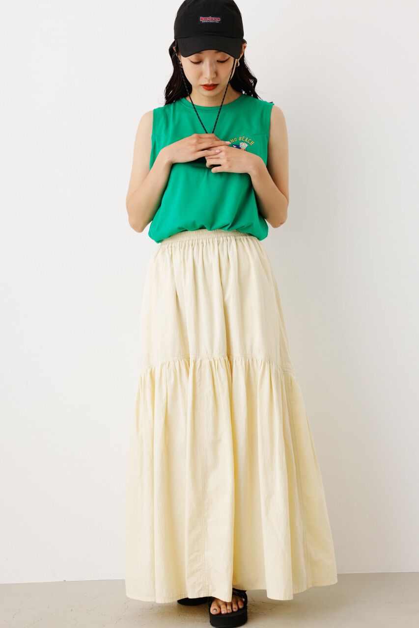 RODEO CROWNS「ギャザー切り替えロングスカート」|スカート|