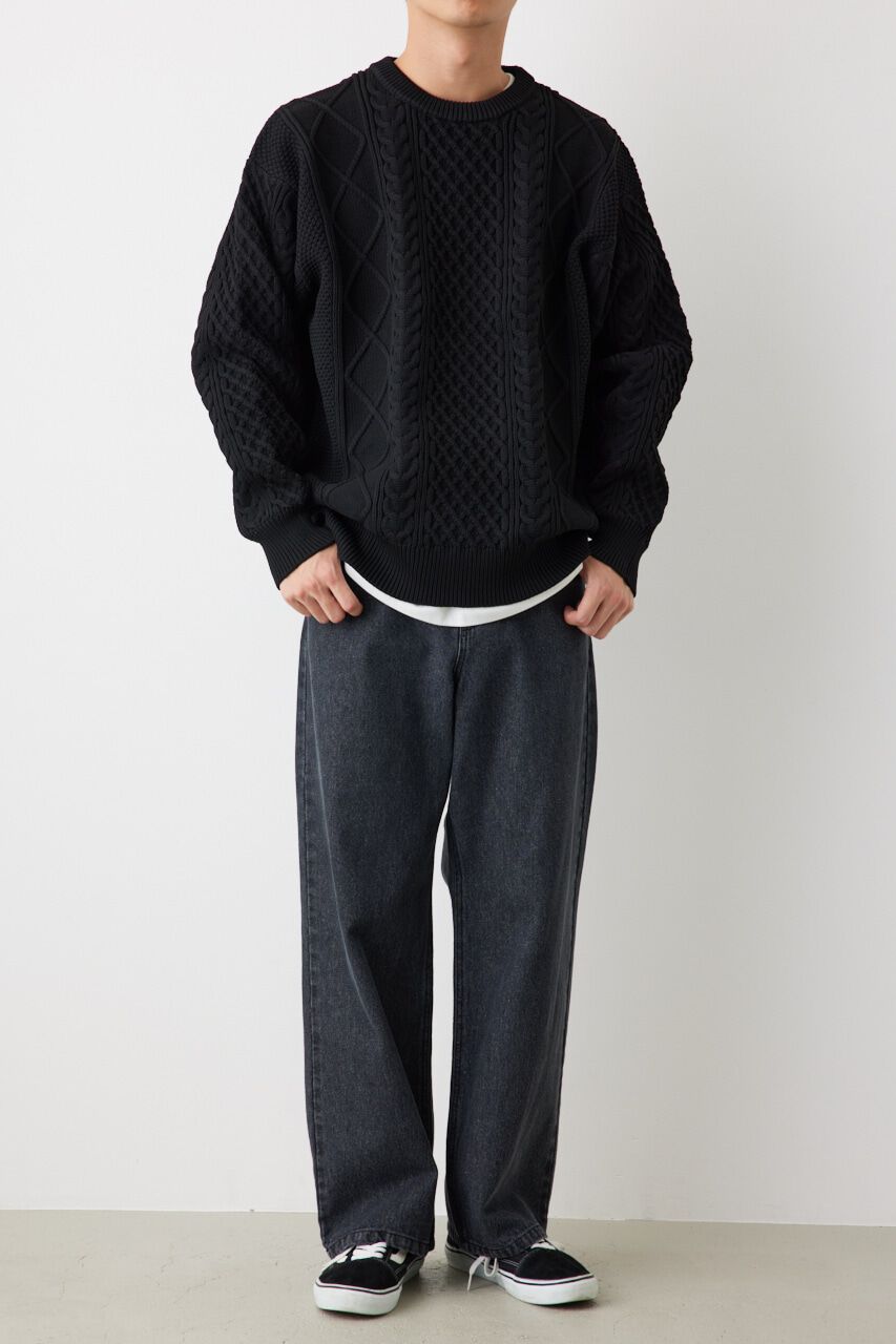 RODEO CROWNS「A-LIGHT KNIT ケーブルトップス」|ニット・セーター|BLK