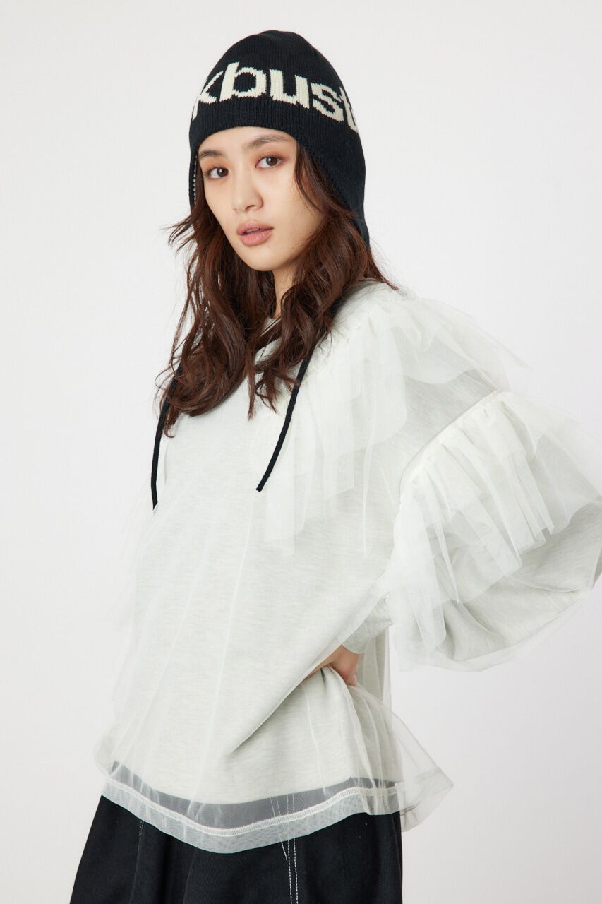 RODEO CROWNS「チュールレイヤードフリルスウェット」|パーカー|