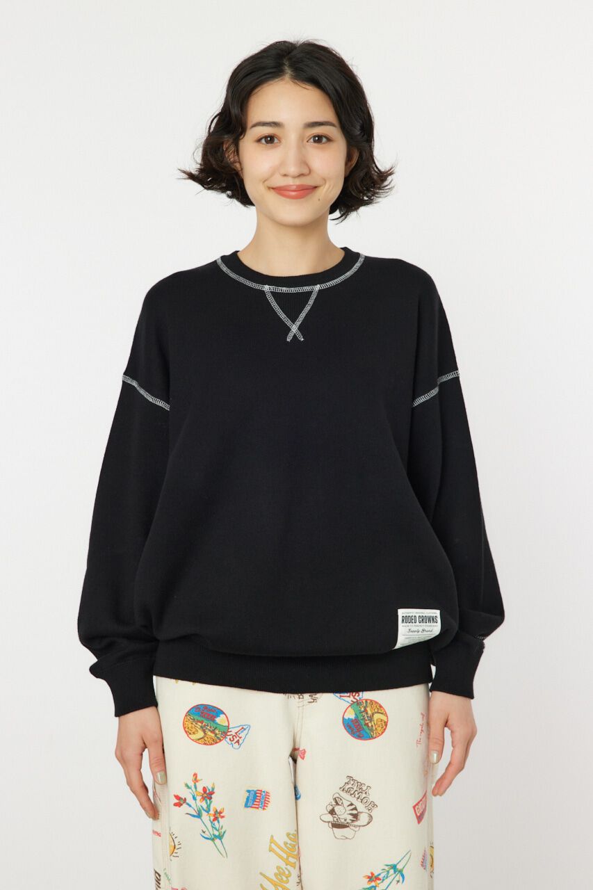 RODEO CROWNS「スウェットライクカラーステッチニットトップス」|ニット・セーター|