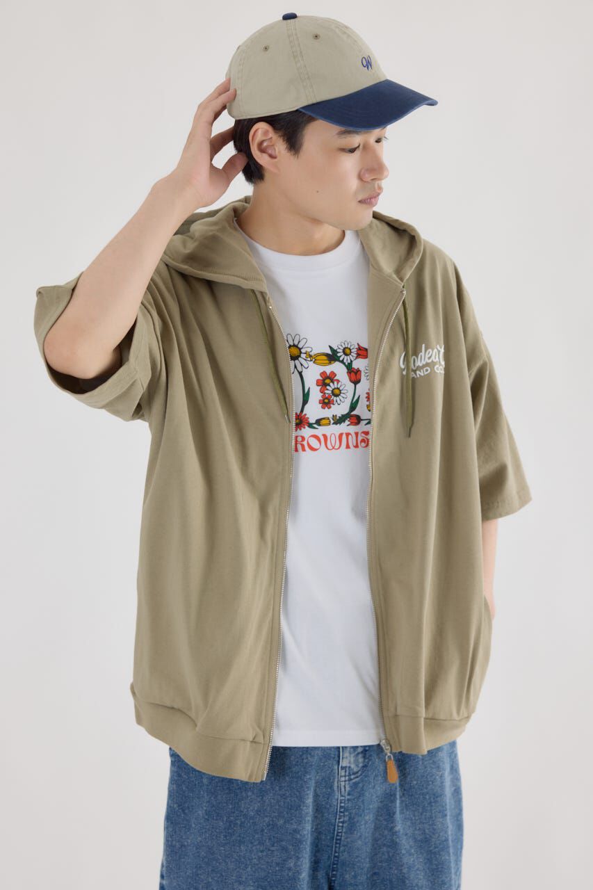 RODEO CROWNS「ハーフスリーブロゴZIPパーカー」|パーカー|