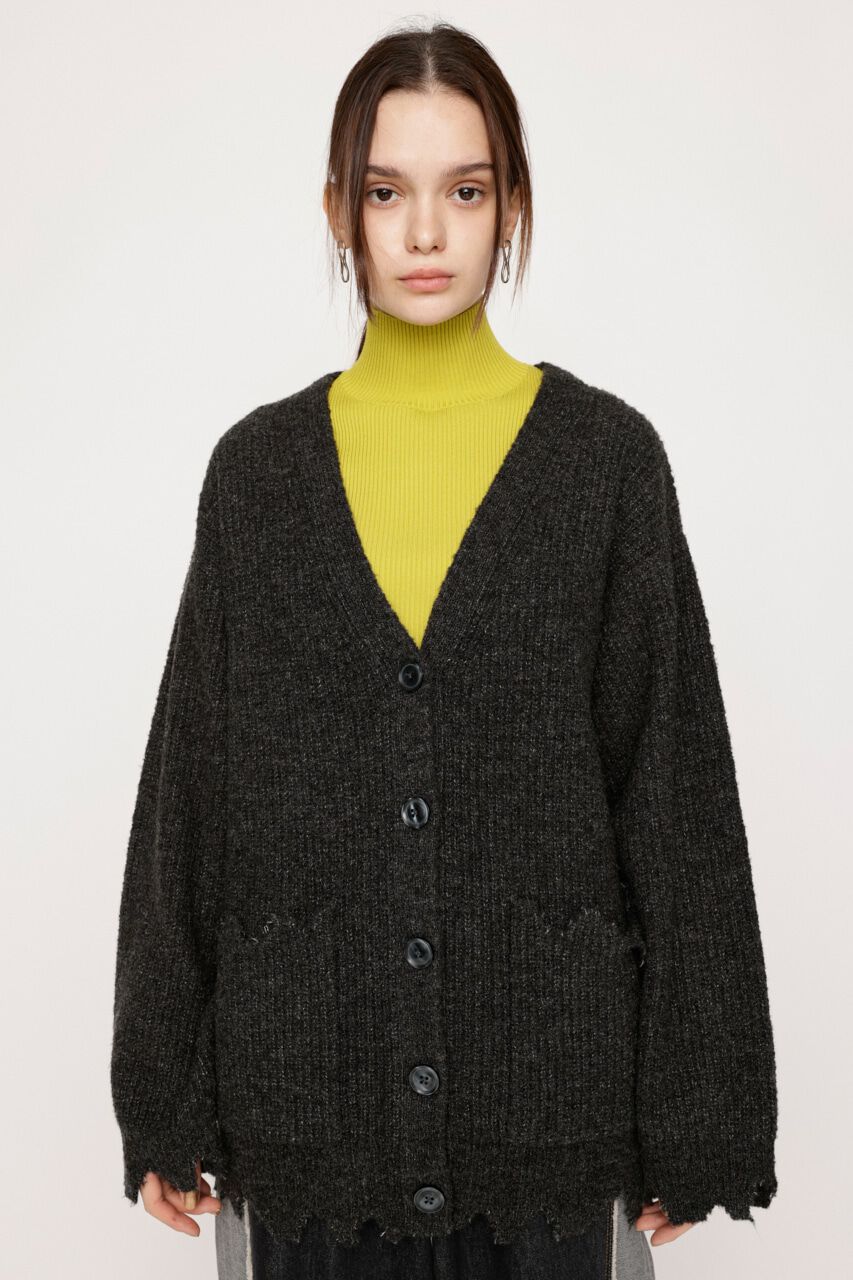 SLY「WOOL MIX DAMAGED LOOSE カーディガン」|カーディガン|