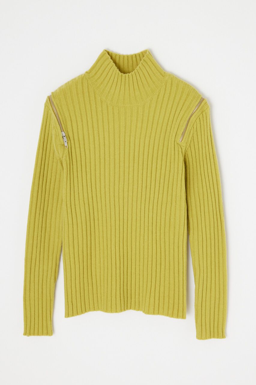 SLY「SHOULDER ZIP OPEN RIB MG トップス」|ニット・セーター|LIME