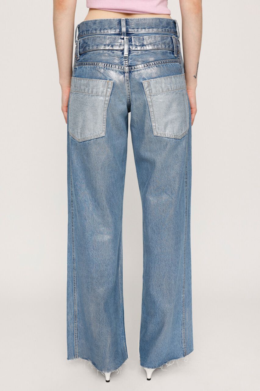 SLY「METALIC DOUBLE BELT FLARE パンツ」|デニム|