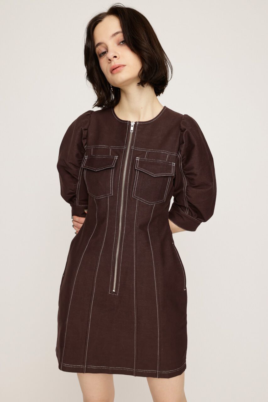 SLY「BICOLOR STITCH ショートワンピース」|ワンピース|