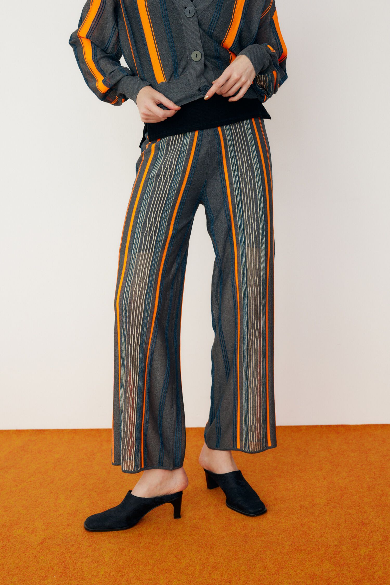 HeRIN.CYE「Sheer stripe knit pants」|その他|