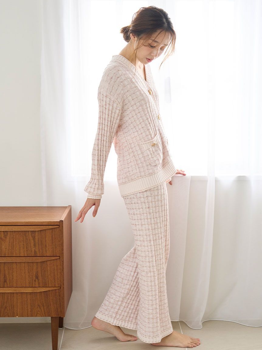 SNIDEL HOME「ラメニットツイードロングパンツ」|ルームウェア|