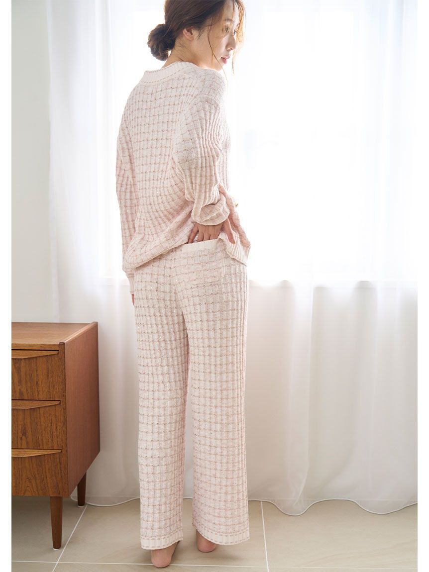 SNIDEL HOME「ラメニットツイードロングパンツ」|ルームウェア|
