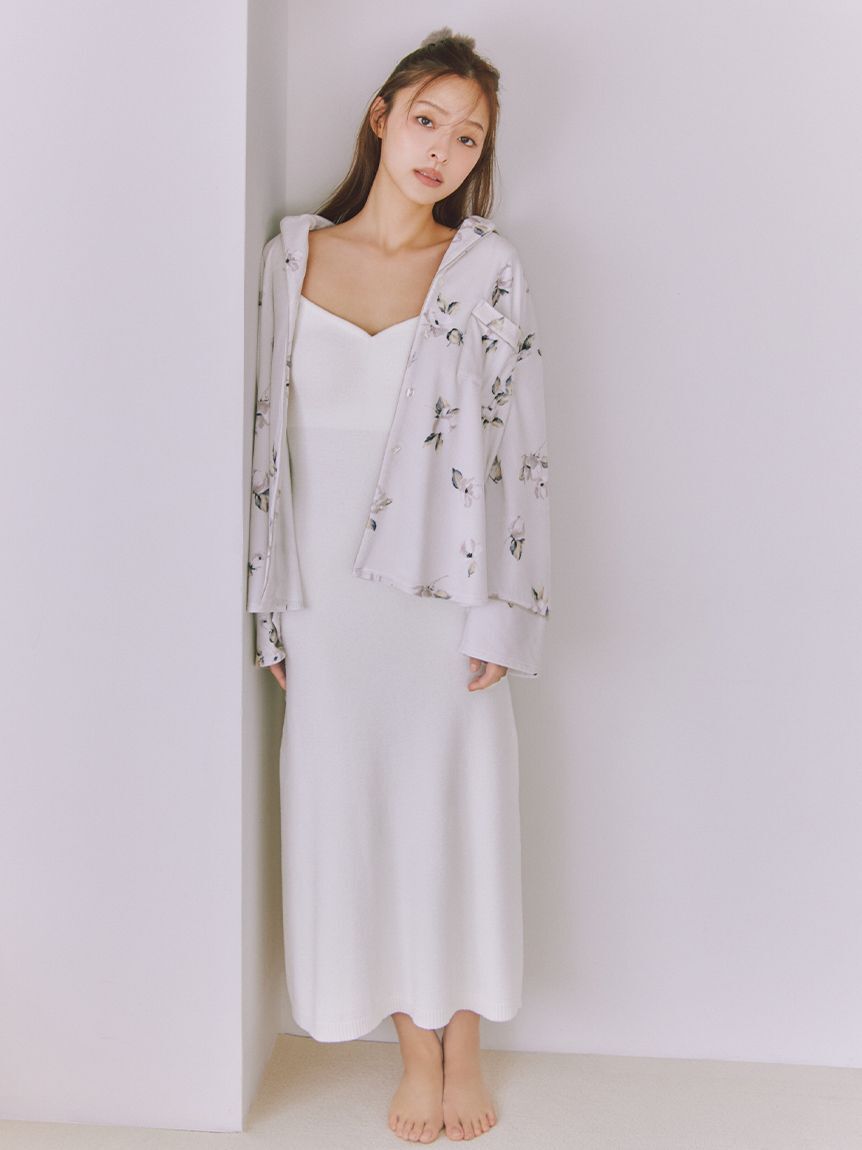 SNIDEL HOME「リブフリースプリント開襟シャツ」|ルームウェア|