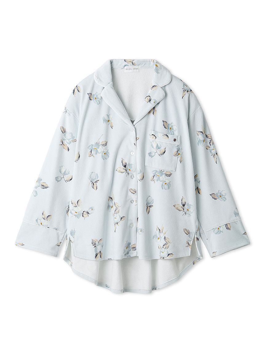 SNIDEL HOME「リブフリースプリント開襟シャツ」|ルームウェア|