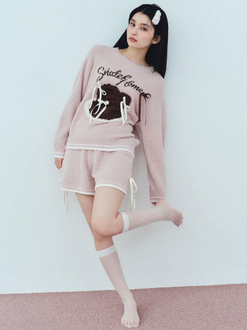 SNIDEL HOME「【WEB限定】【セット商品】リボンケーキジャガードニットプルオーバー＆ニットショートパンツ」|ルームウェア|