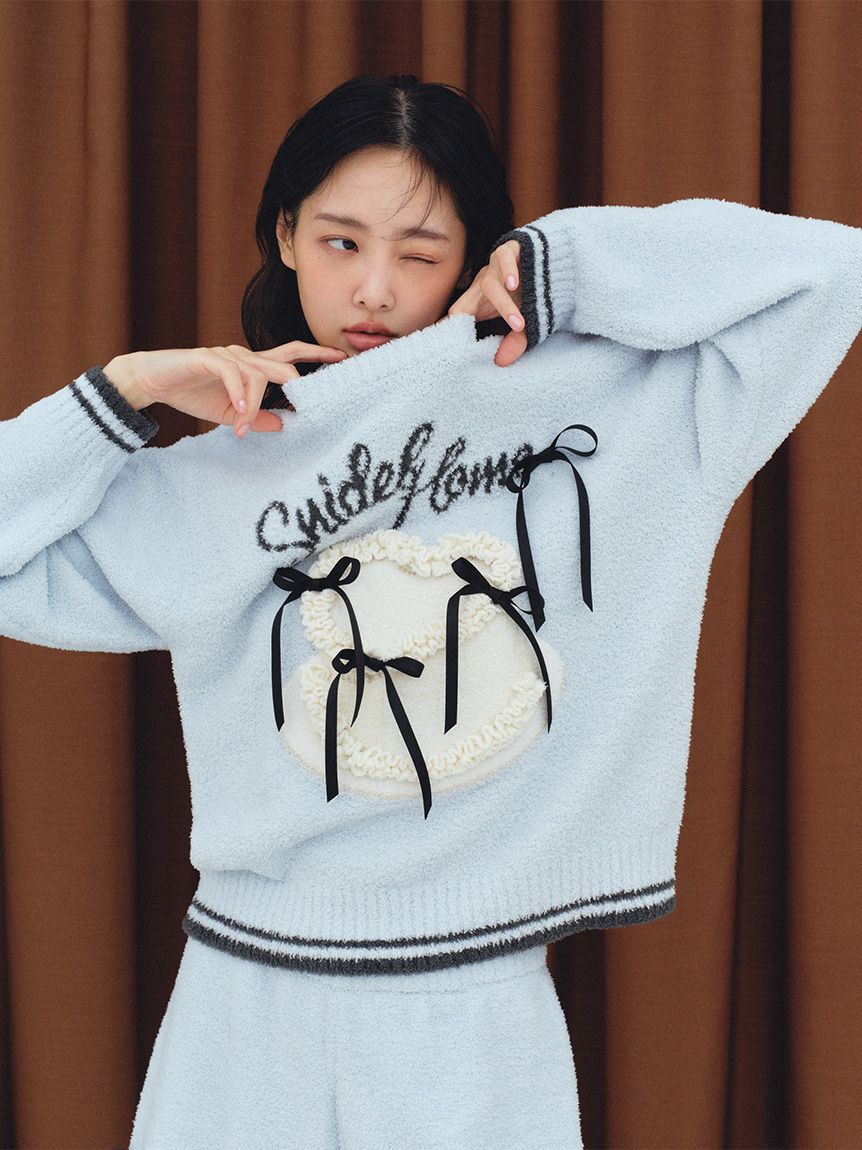 SNIDEL HOME「【WEB限定】【セット商品】リボンケーキジャガードニットプルオーバー＆ニットショートパンツ」|ルームウェア|