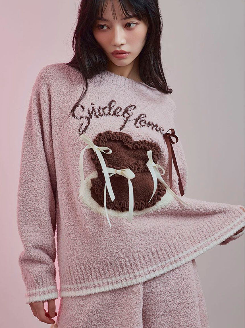 SNIDEL HOME「【WEB限定】【セット商品】リボンケーキジャガードニットプルオーバー＆ニットショートパンツ」|ルームウェア|PNK