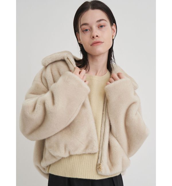 ELENDEEK「FUR ZIP BZ」|ブルゾン・スタジャン|ベージュ