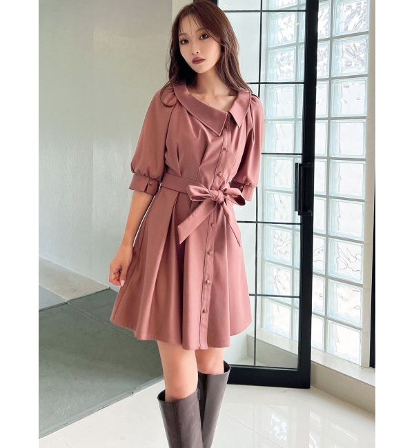 RESEXXY「アシメカラーシャツミニワンピース」|ワンピース|