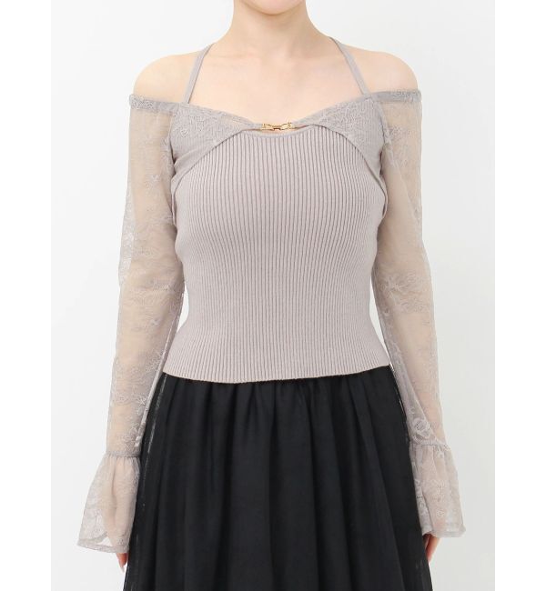 RESEXXY「オフショルレースニットトップス」|ニット・セーター|