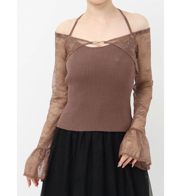 RESEXXY「オフショルレースニットトップス」|ニット・セーター|