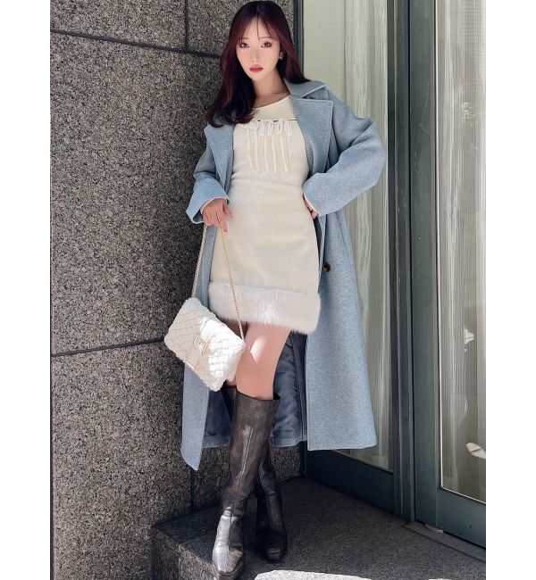 RESEXXY「ウールライクロングコート」|その他|ブルー