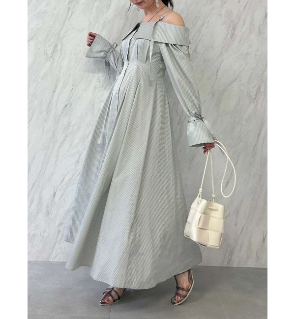 dazzlin「ウエストタックオフショルシャツワンピース」|ワンピース|グレー