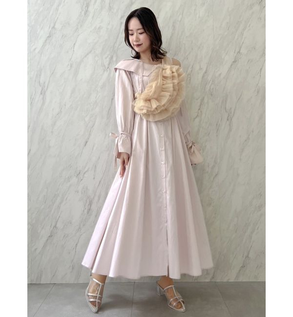 dazzlin「ウエストタックオフショルシャツワンピース」|ワンピース|