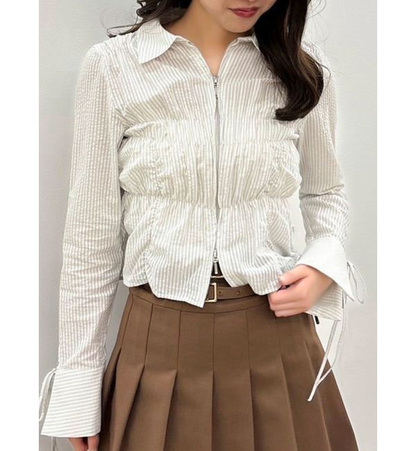 dazzlin「ダブルファスナーギャザーシャツ」|シャツ・ブラウス|ブルー