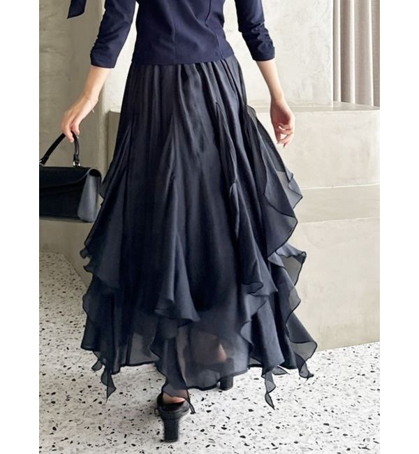 dazzlin「ペタルヘムオーガンスカート」|スカート|ネイビー